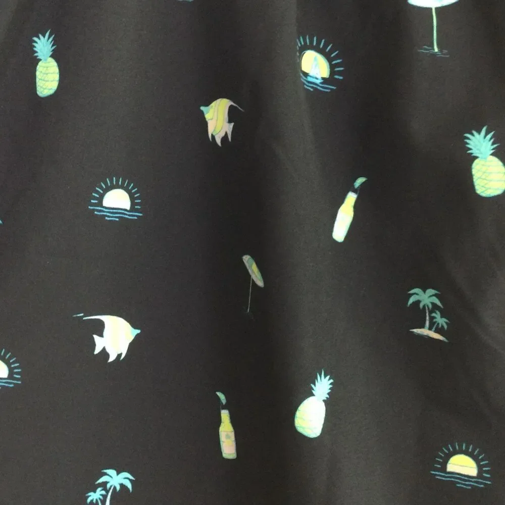 Chubbies Mens Lined Classic The Beach Essentials Swim Trunk Black Multi XXL NWT